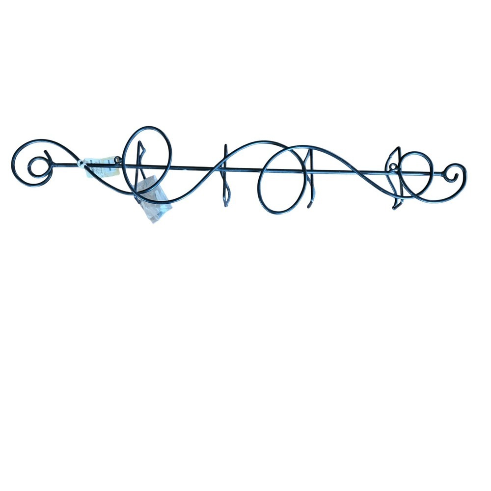 Scrollwork Wall Mounted Hook Rack Black Metal Swirl Design Entryway Storage New